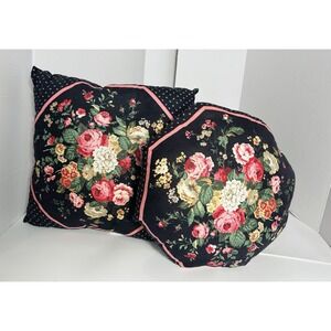 Vintage Set of 2 12" Throw Pillow Bouquet Victorian Rose Shabby Chic Estate Find